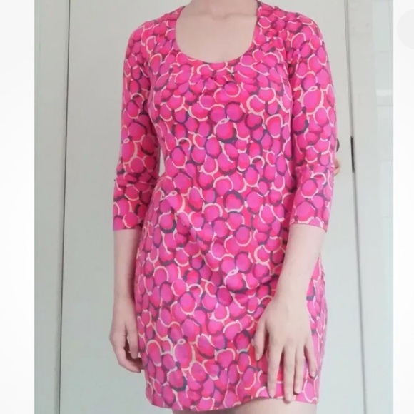 Boden Soft Jersey Multicolor Dress w/Scoop Neckline & 3/4 Length Sleeve, Size 8 - Picture 3 of 8